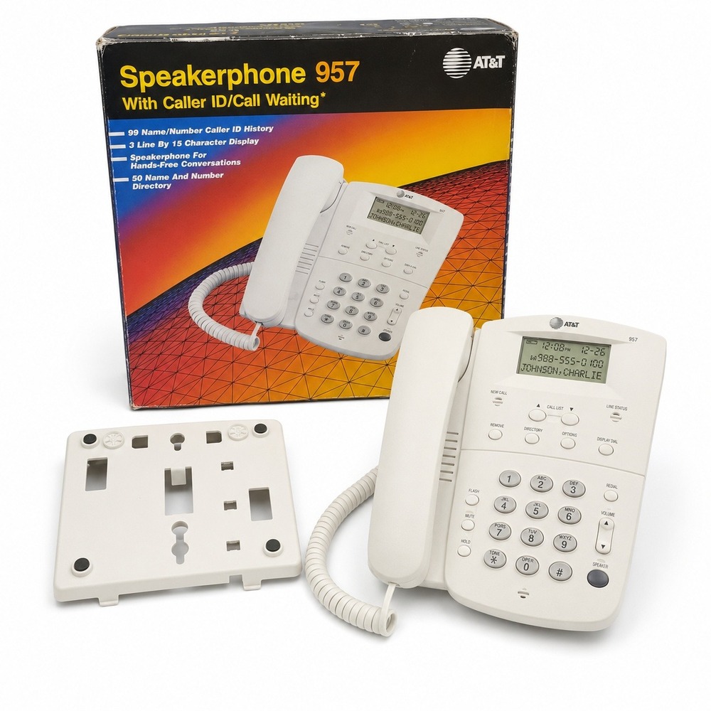 AT&T 957 Corded Speakerphone Caller ID Call Waiting Original Box Vintage.